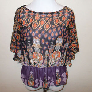 Beautiful Sheer Blouse w/ Elastic Waist